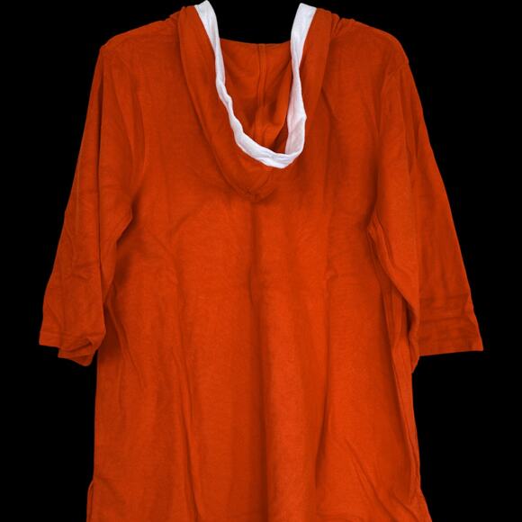 Cuddl Duds Sun Terry Hooded Tunic Spicy Orange Medium 3/4 Sleeve NWOT Pocket - Picture 5 of 13